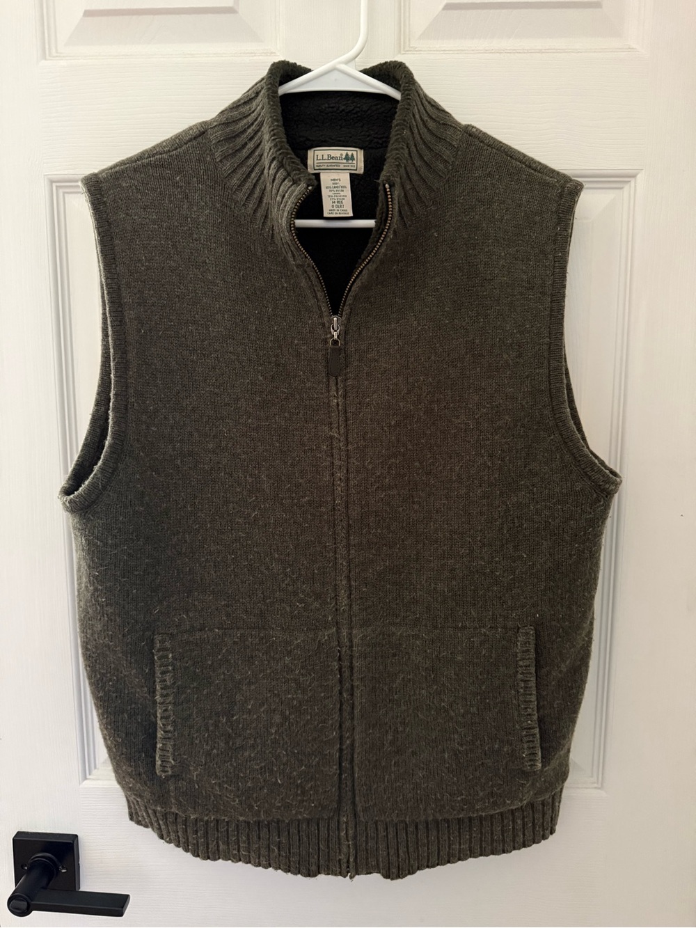 L.L. Bean Dark Olive Green Sherpa Vest